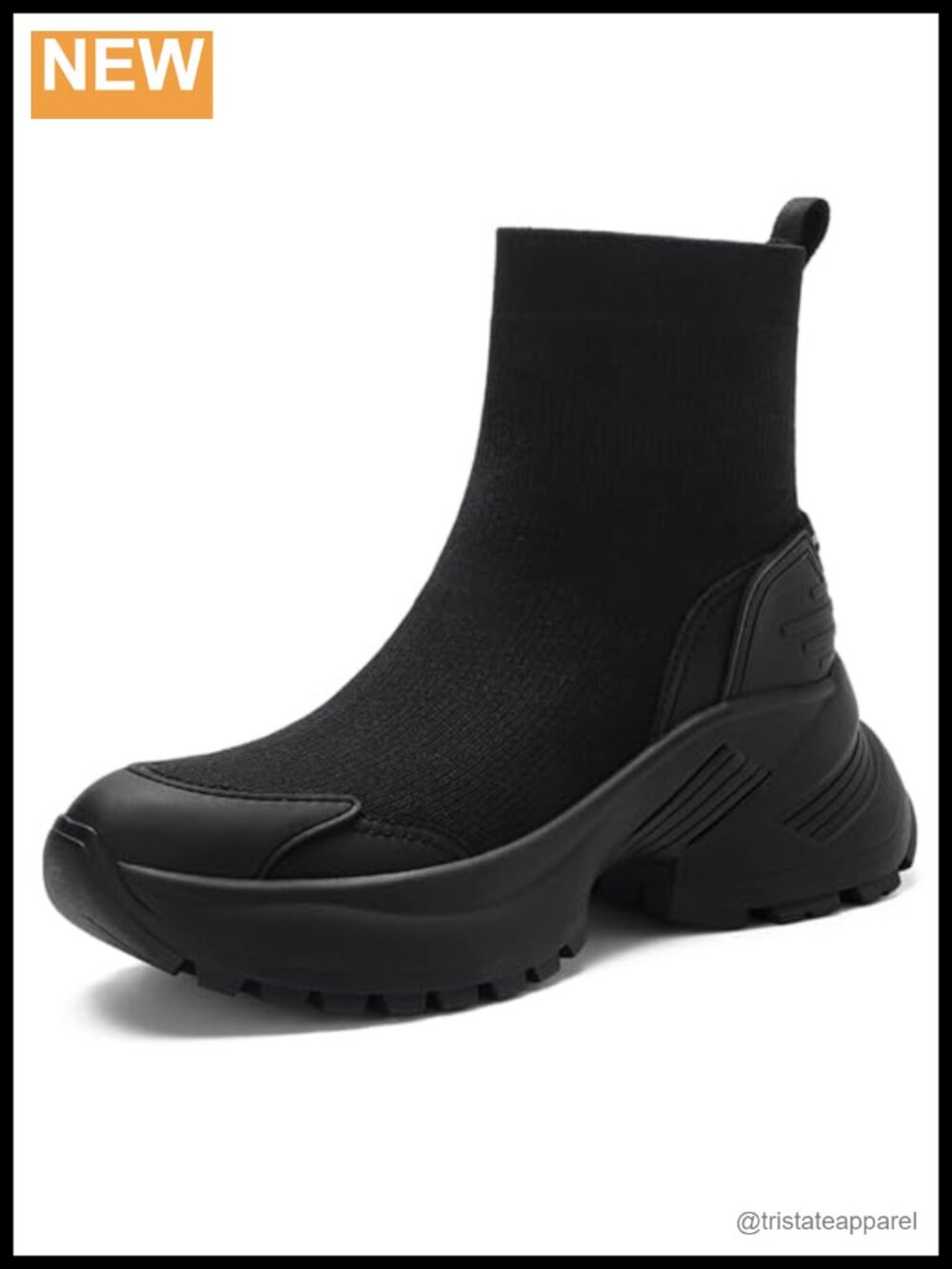 Women's Chunky Platform Ankle Boots Sock Bootie Front Zipper Knit Comfort